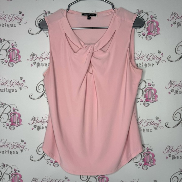 melanie lyne Tops - Melanie Lyne top tank pink twist front design luxury formal shirt  stretchy